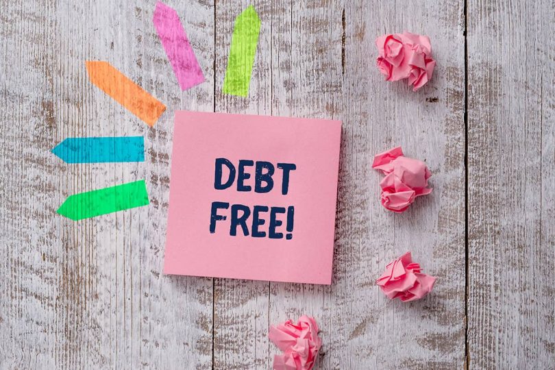 Handwriting text writing Debt Free