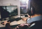 man playing video games
