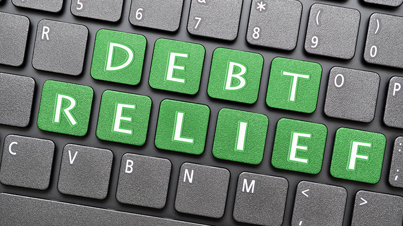 Debt relief on keyboard