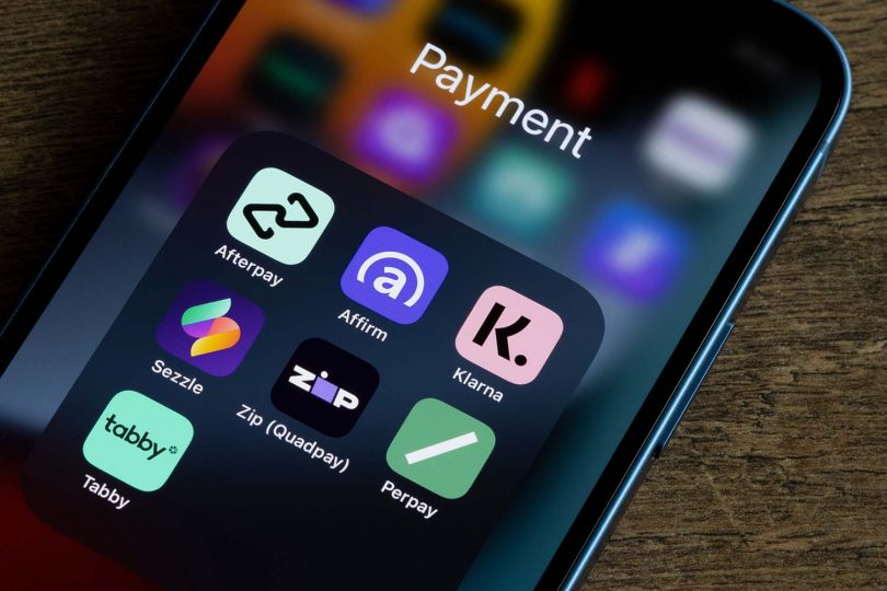 Various Buy Now Pay Later Apps displayed on a smartphone