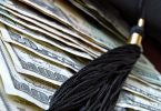 Higher education conceptual image with graduation